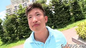 blindfolded stud tricked into oral sex by homosexual hunk