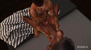 ole black majic with big ass and tits in 3d anime