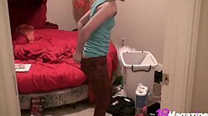 blonde petite 18+ emi clear shaves her legs and her little 18+ pussy