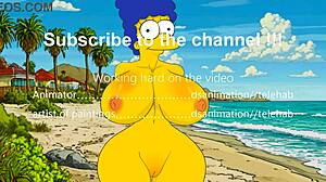 Marge Strips on Nude Beach in Simpsons Hentai
