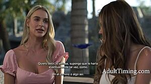 Lesbian friend convinces straight friend with a 15-minute fuck session