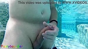 Watch this gay guy jerking his big cock in the thermal pool – isn't it hot underwater?