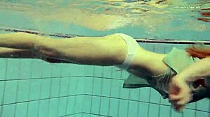 Tiny nastya's tight ass shines in dress by the pool