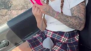 Hey, taxi driver fucks that cute latina with braces in doggystyle