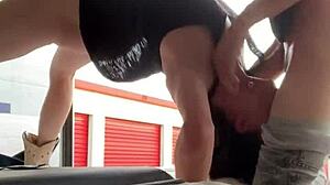 i saw neighbrs wife fuck 19yo in uhaul truck, upside down blowjb and creampie