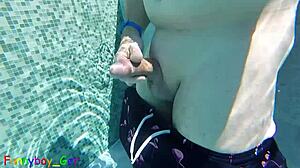 Watch this gay guy jerking his big cock in the thermal pool – isn't it hot underwater?