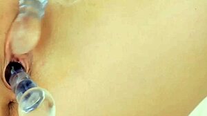 Teen playfully inserts fingers into wet pussy with dildo 😏