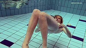 Tiny nastya's tight ass shines in dress by the pool