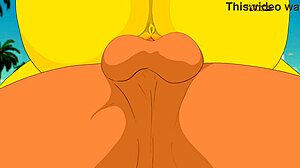 Marge Strips on Nude Beach in Simpsons Hentai