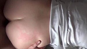 In this homemade scene, a blonde housewife with big tits passionately blows her husband while her friend intensely fucks her from behind.