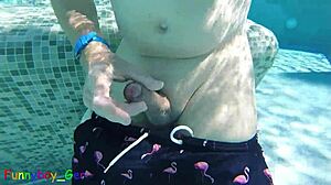 Watch this gay guy jerking his big cock in the thermal pool – isn't it hot underwater?