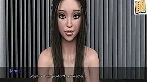 Hot brunette with big tits deepthroats in this 3d game.