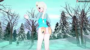 elsa from frozen engages in sucking and sex in this fantasy hentai scene