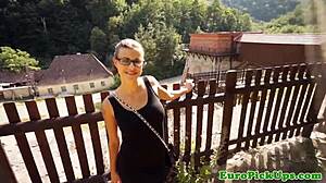 real public slut gets blasted with cum by neighbors outdoors