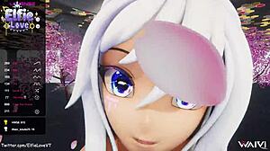 Pov blowjob from hentai vtuber elfie love in 3d vrchat mmd close up