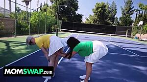 Tennis Game with Slutty Stepmoms Turns into Wild Foursome Orgy!