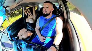 Oh God, That Naughty Passenger In Uber Drove Me Crazy With Her Big Ass And Spreading! Young Milf Fingering Her Clit While Muff Diving.