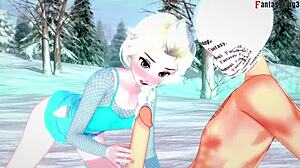 elsa from frozen engages in sucking and sex in this fantasy hentai scene