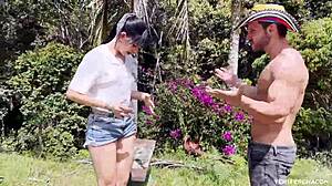 Fucked by Big Muscled Gardener Outdoors