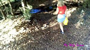 Luna enjoys big cock at picnic area.