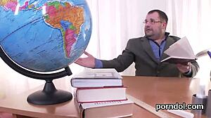 college girl learns from senior teacher in a quiet session