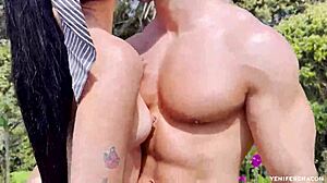 Fucked by Big Muscled Gardener Outdoors