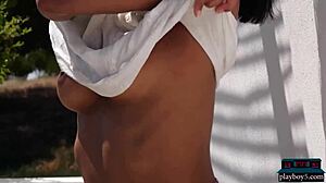 curvy indian milf model angel constance strips fully naked outdoor for playboy