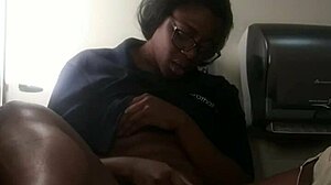 Ebony Babe Fingers Her Pussy to Intense Orgasm on Bathroom Counter!