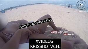 Kriss Hotwife Masturbates as Strangers Approach on Beach
