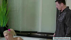 slut carmen seduces her stepdad with a blowjob after his shower