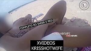 Kriss Hotwife Masturbates as Strangers Approach on Beach