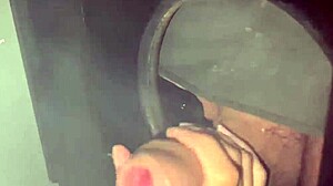 Cuckold watches me cum on dick. Condom bursts in swing, clean his dick.