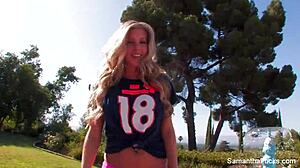 samantha saint in football fun scenario