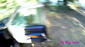 Luna enjoys big cock at picnic area.