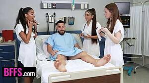 Three Hot Doctors Ride Lucky Patient in Wild 4some Orgy