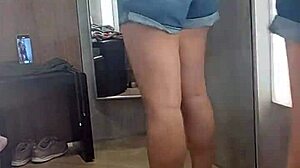 Bold Anal Assfucking in Store Dressing Room with Jewelry Plugged