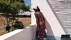 curvy indian milf model angel constance strips fully naked outdoor for playboy