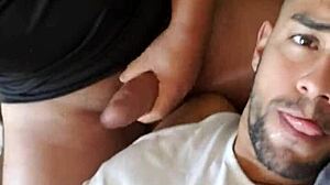 Latinos gays engaging in oral sex and bareback, ending with a thick cumshot in the mouth.