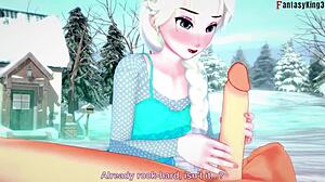 elsa from frozen engages in sucking and sex in this fantasy hentai scene