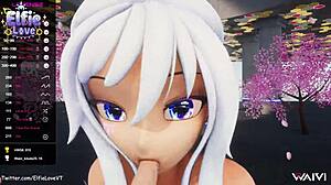 Pov blowjob from hentai vtuber elfie love in 3d vrchat mmd close up