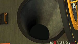 Horny lesbian blonde slut in restraints gets strap-on fucked