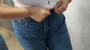 Bold Anal Assfucking in Store Dressing Room with Jewelry Plugged