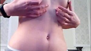 k blonde teen in panties shows perfect little tits and ass play