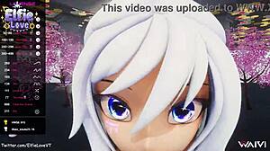 Pov blowjob from hentai vtuber elfie love in 3d vrchat mmd close up