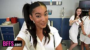 Three Hot Doctors Ride Lucky Patient in Wild 4some Orgy