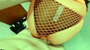 Skinny latina stepsister Mafer bent over in shower, pussy sucked and fucked with pantyhose on.