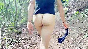 Perfect Body Girl Walks In Woods Shows Ass Pussy