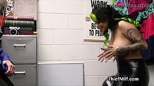 Curvy leather milf gets hard pounding while bent over in hidden cam