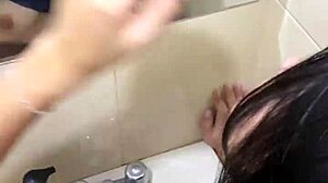 Intense doggystyle fucking with Latina in club bathroom after party meet