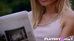 Petite blonde teen Zhenya Belaya poses after striptease